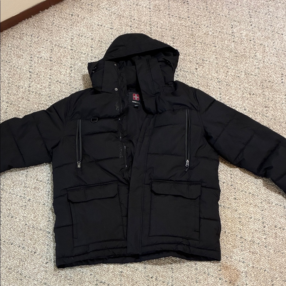 Swiss Tech Black Jacket with Red Logo